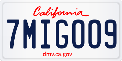 CA license plate 7MIG009