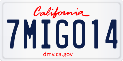 CA license plate 7MIG014