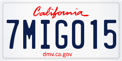 CA license plate 7MIG015