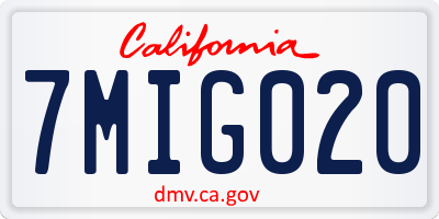 CA license plate 7MIG020