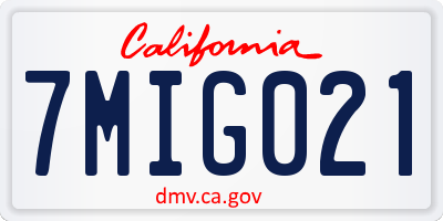 CA license plate 7MIG021