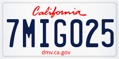 CA license plate 7MIG025