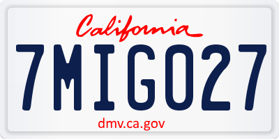 CA license plate 7MIG027