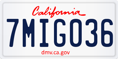 CA license plate 7MIG036