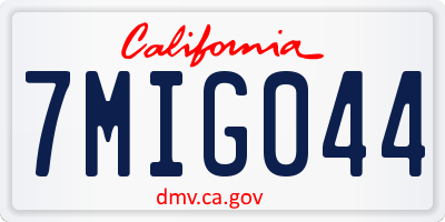 CA license plate 7MIG044