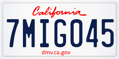 CA license plate 7MIG045