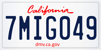 CA license plate 7MIG049