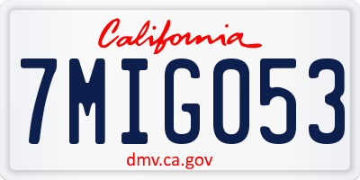 CA license plate 7MIG053