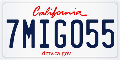 CA license plate 7MIG055