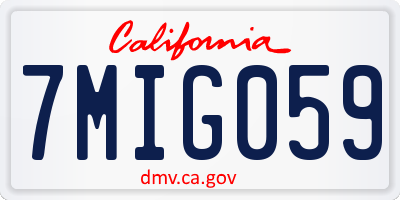 CA license plate 7MIG059