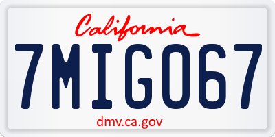 CA license plate 7MIG067