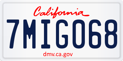 CA license plate 7MIG068