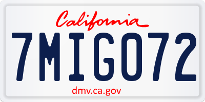 CA license plate 7MIG072