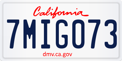 CA license plate 7MIG073