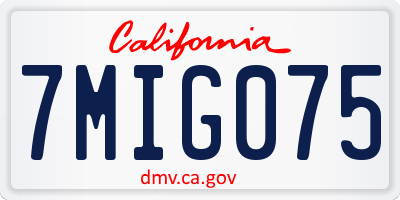 CA license plate 7MIG075