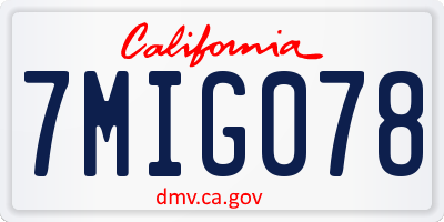 CA license plate 7MIG078