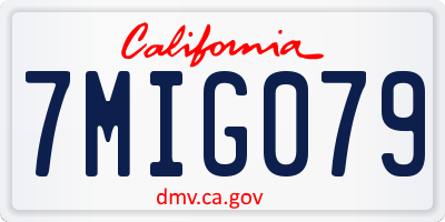 CA license plate 7MIG079