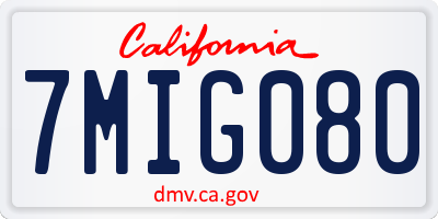 CA license plate 7MIG080