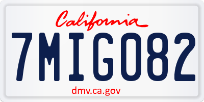 CA license plate 7MIG082