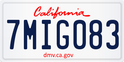 CA license plate 7MIG083