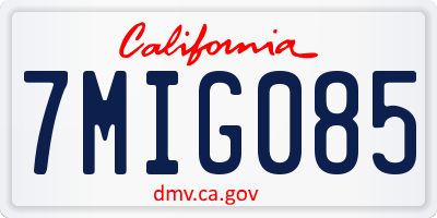CA license plate 7MIG085