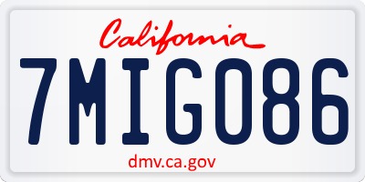 CA license plate 7MIG086