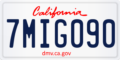 CA license plate 7MIG090