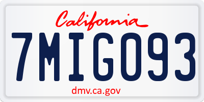 CA license plate 7MIG093