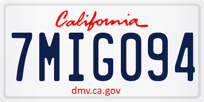 CA license plate 7MIG094