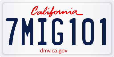 CA license plate 7MIG101