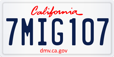 CA license plate 7MIG107