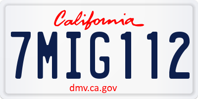 CA license plate 7MIG112