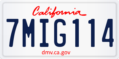 CA license plate 7MIG114