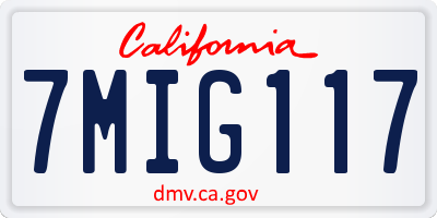 CA license plate 7MIG117