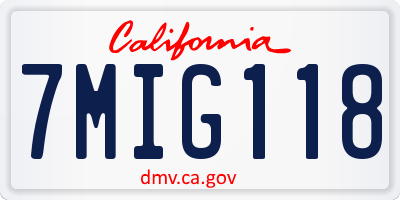 CA license plate 7MIG118