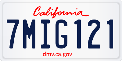 CA license plate 7MIG121