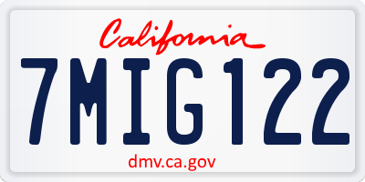 CA license plate 7MIG122