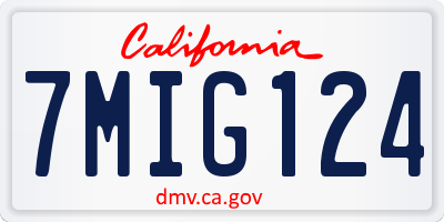 CA license plate 7MIG124