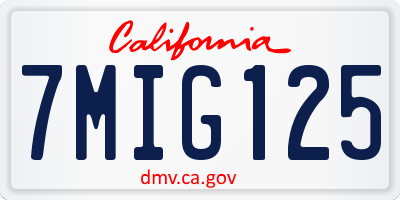 CA license plate 7MIG125