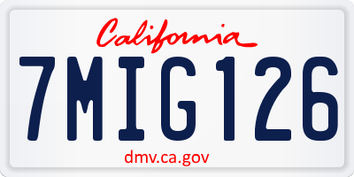 CA license plate 7MIG126