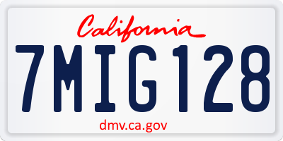 CA license plate 7MIG128