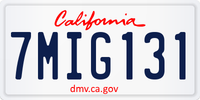 CA license plate 7MIG131