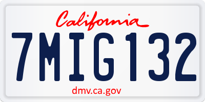 CA license plate 7MIG132