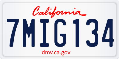 CA license plate 7MIG134