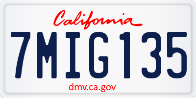 CA license plate 7MIG135