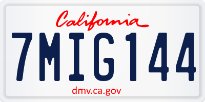 CA license plate 7MIG144