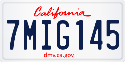 CA license plate 7MIG145
