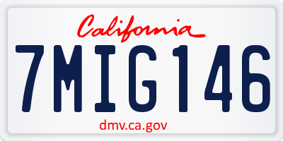 CA license plate 7MIG146
