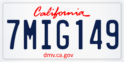 CA license plate 7MIG149