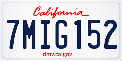 CA license plate 7MIG152